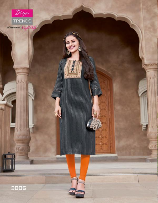 Diya Fashion Story vol 3 Rayon Designer Embroidery Work Kurti